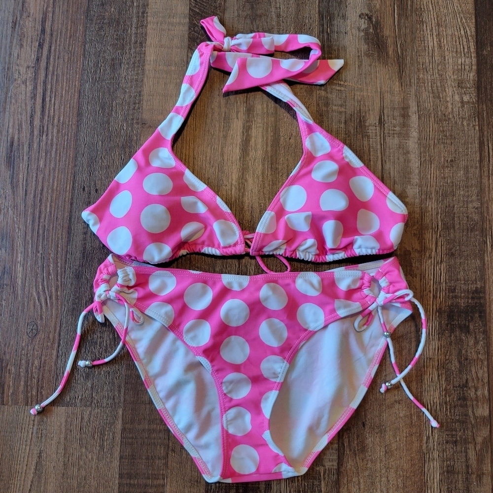 InGear Pink White Polka Dot Bikini Set